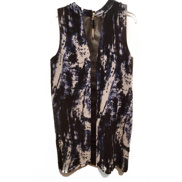 Asher by Fab'rik Heron Mini A-Line Dress With Faux Leather Trim Size Large - Picture 5 of 7